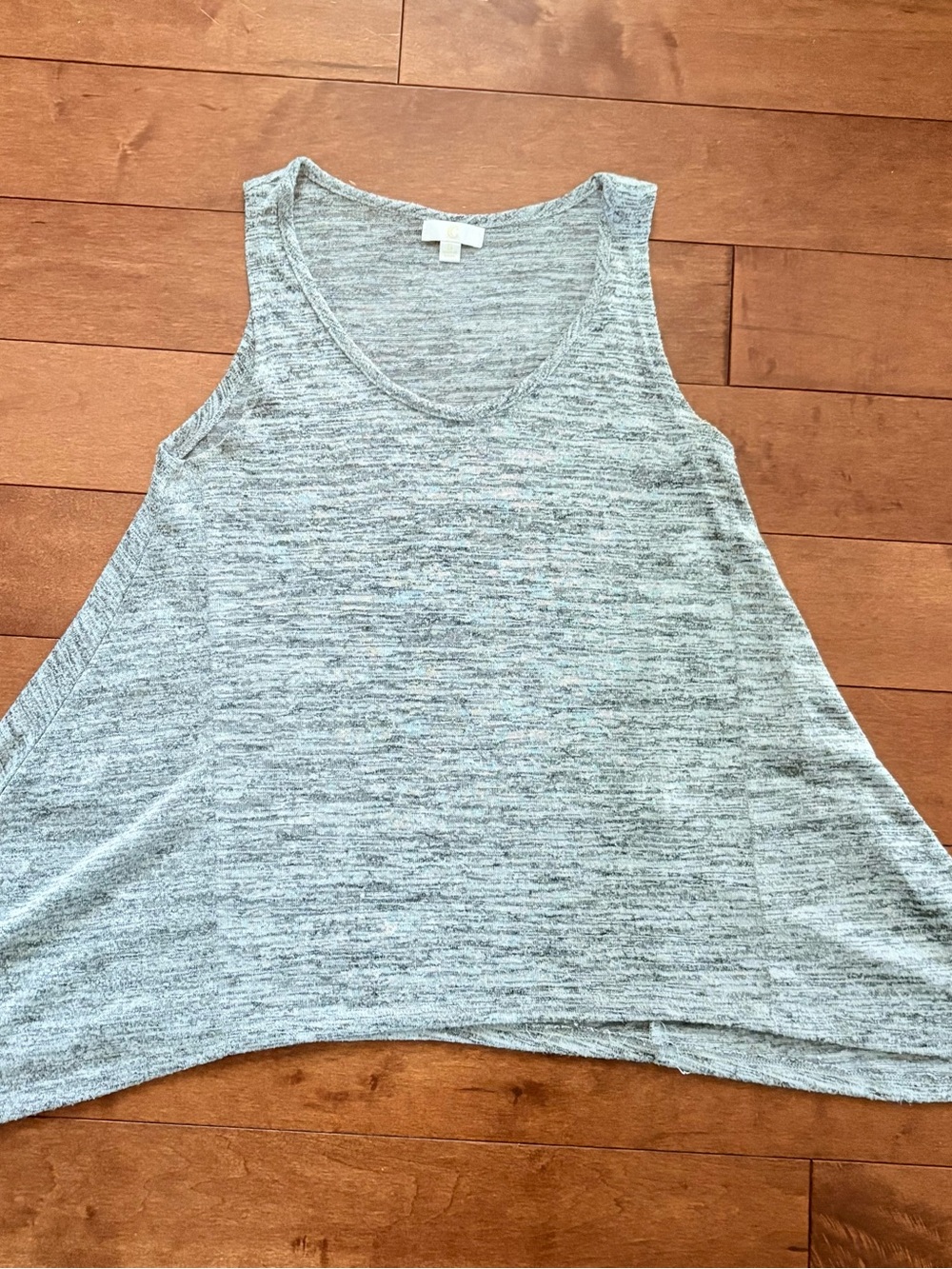 Charming Charlie Heathered Light Gray V-Neck Swing Tank